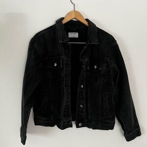 Old Navy Black Kids Denim Jacket with Button Front